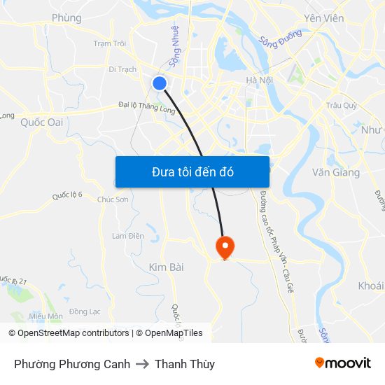 Phường Phương Canh to Thanh Thùy map