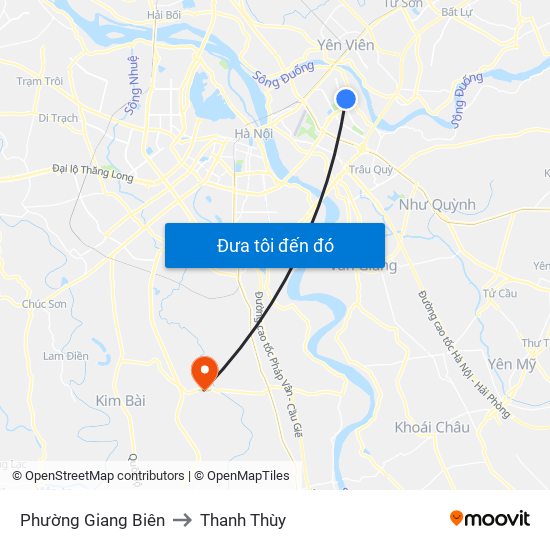 Phường Giang Biên to Thanh Thùy map