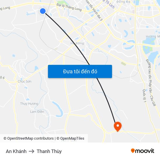 An Khánh to Thanh Thùy map