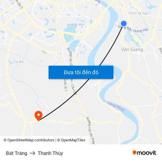 Bát Tràng to Thanh Thùy map