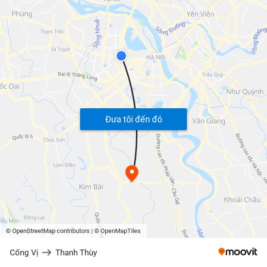 Cống Vị to Thanh Thùy map