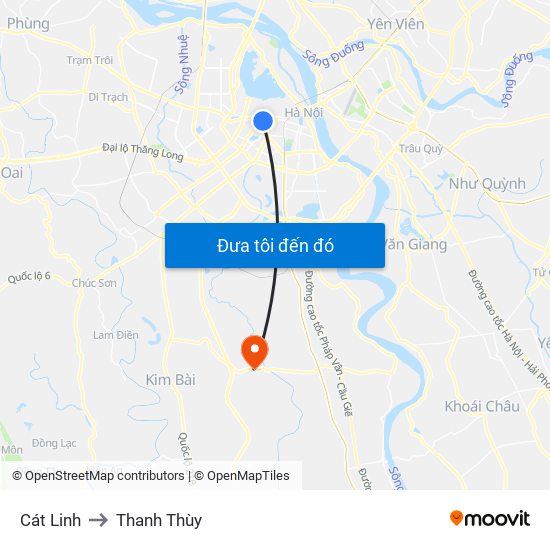 Cát Linh to Thanh Thùy map