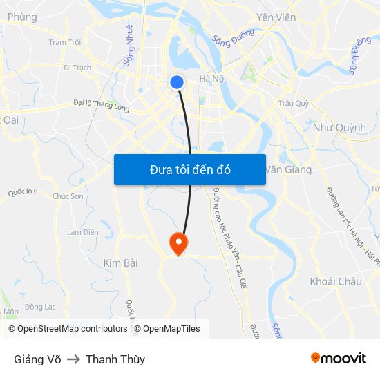 Giảng Võ to Thanh Thùy map