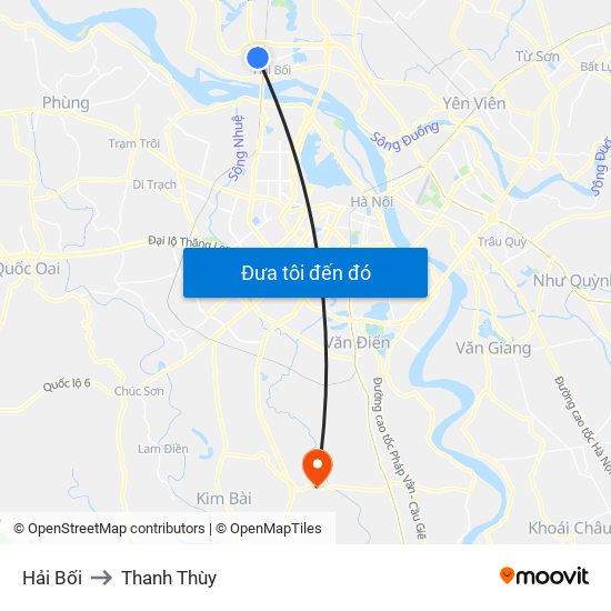 Hải Bối to Thanh Thùy map