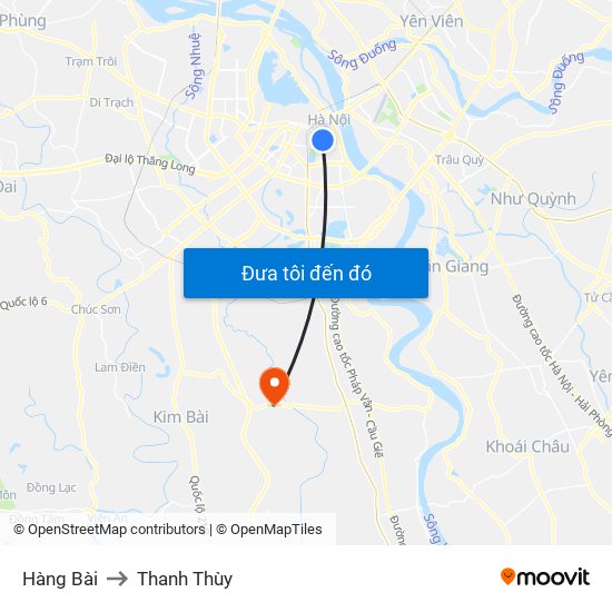 Hàng Bài to Thanh Thùy map