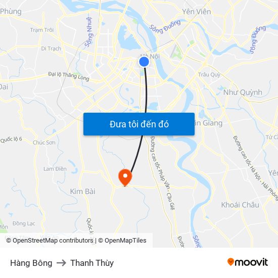 Hàng Bông to Thanh Thùy map