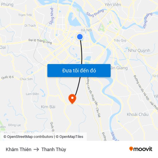Khâm Thiên to Thanh Thùy map