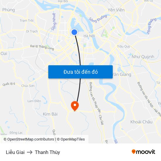 Liễu Giai to Thanh Thùy map