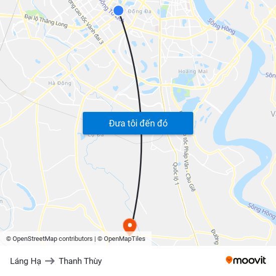 Láng Hạ to Thanh Thùy map