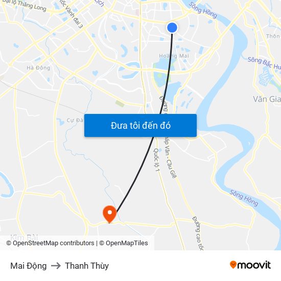 Mai Động to Thanh Thùy map