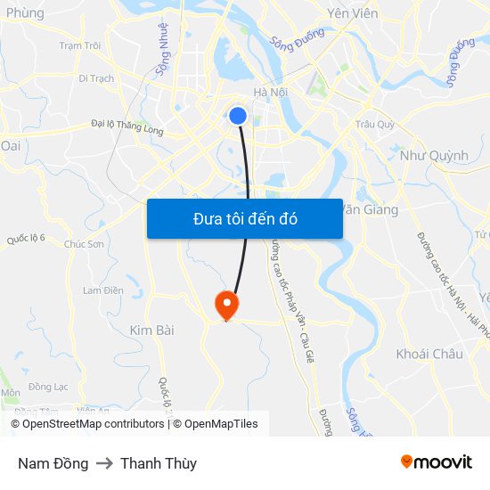 Nam Đồng to Thanh Thùy map