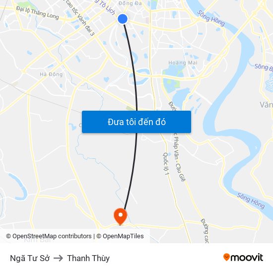 Ngã Tư Sở to Thanh Thùy map