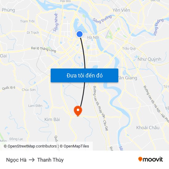 Ngọc Hà to Thanh Thùy map