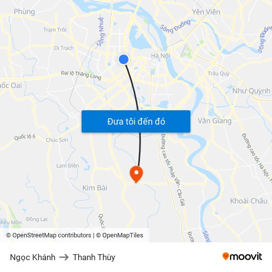 Ngọc Khánh to Thanh Thùy map