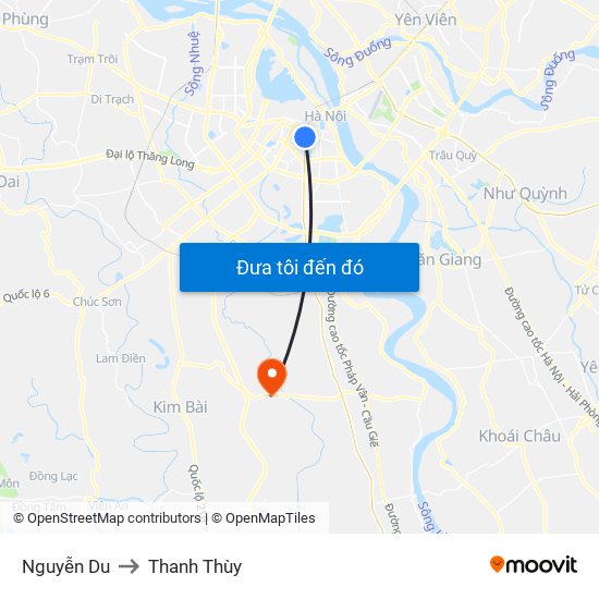 Nguyễn Du to Thanh Thùy map