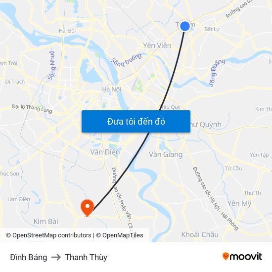 Đình Bảng to Thanh Thùy map