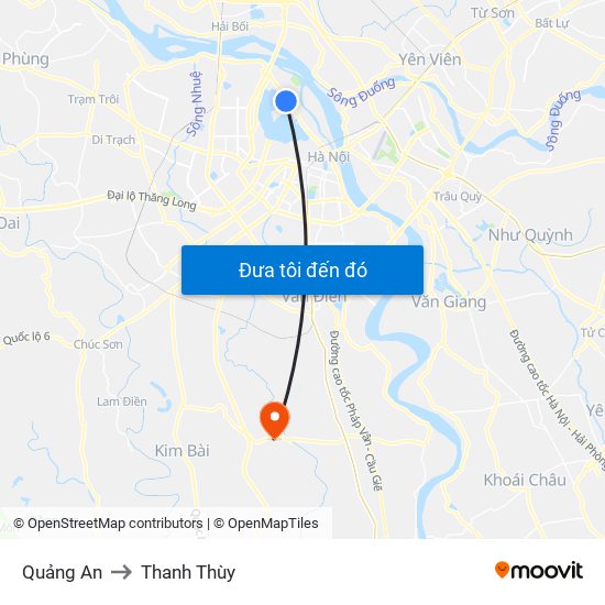 Quảng An to Thanh Thùy map
