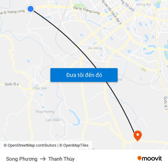 Song Phương to Thanh Thùy map