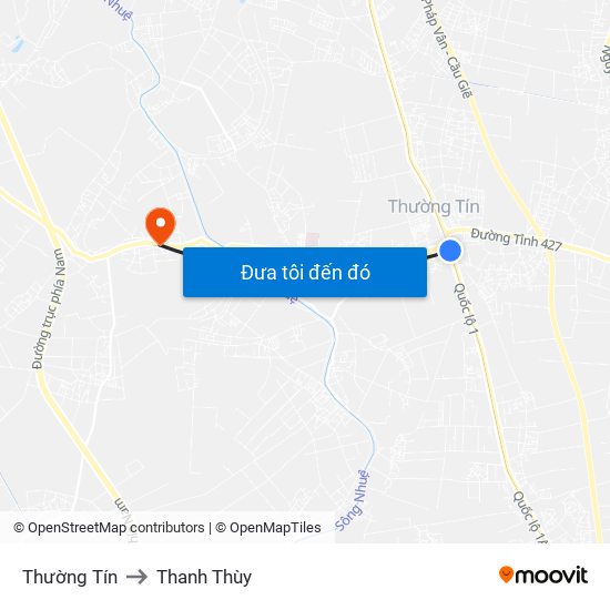 Thường Tín to Thanh Thùy map