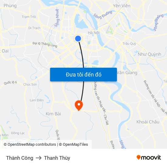 Thành Công to Thanh Thùy map