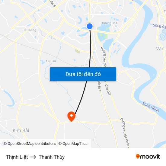 Thịnh Liệt to Thanh Thùy map
