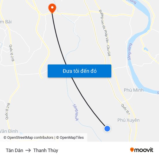 Tân Dân to Thanh Thùy map
