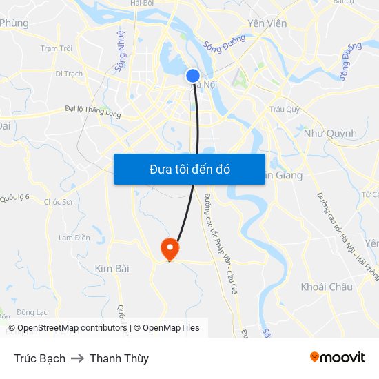 Trúc Bạch to Thanh Thùy map