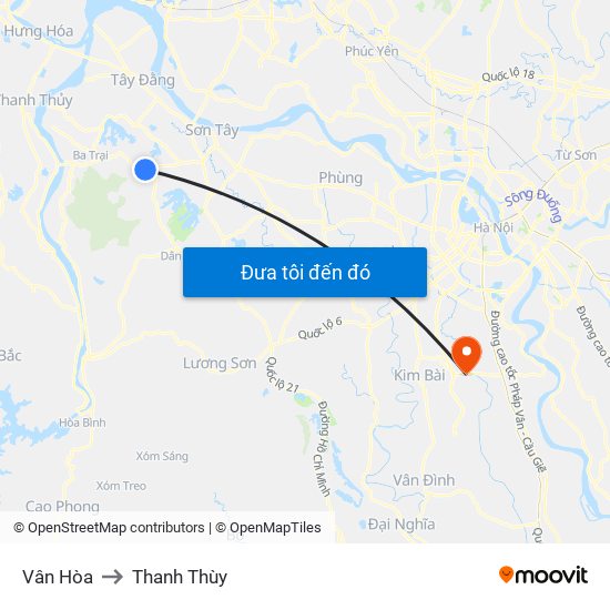 Vân Hòa to Thanh Thùy map