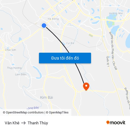 Văn Khê to Thanh Thùy map