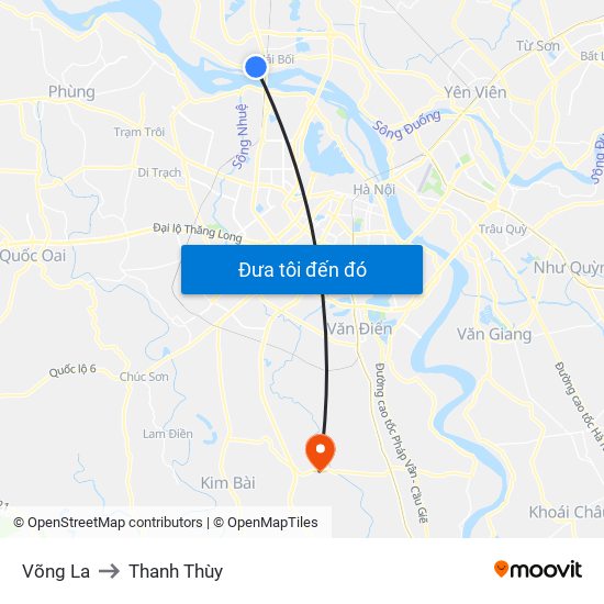 Võng La to Thanh Thùy map