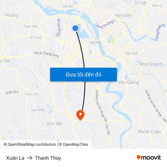 Xuân La to Thanh Thùy map