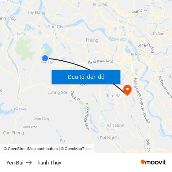 Yên Bài to Thanh Thùy map
