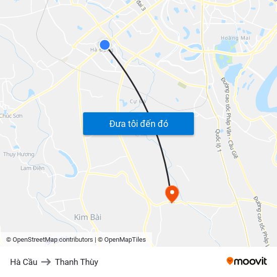 Hà Cầu to Thanh Thùy map
