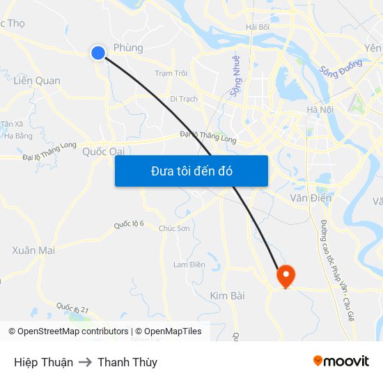 Hiệp Thuận to Thanh Thùy map