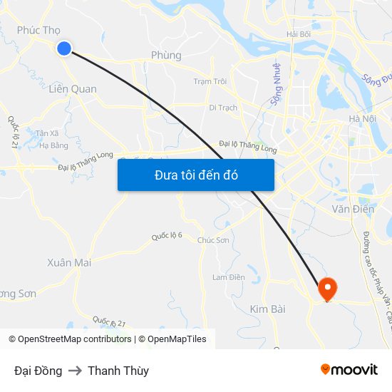 Đại Đồng to Thanh Thùy map