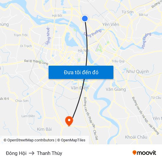 Đông Hội to Thanh Thùy map