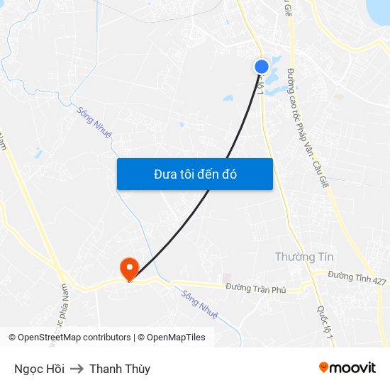 Ngọc Hồi to Thanh Thùy map