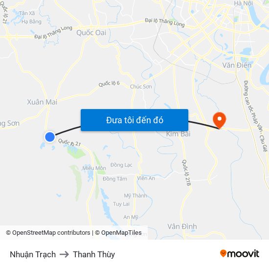 Nhuận Trạch to Thanh Thùy map