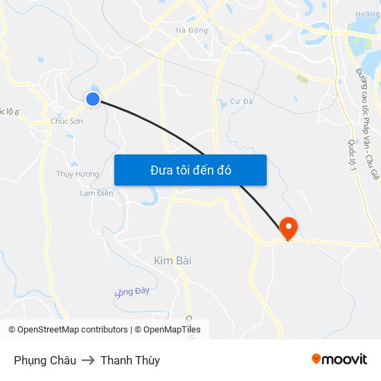 Phụng Châu to Thanh Thùy map