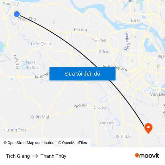 Tích Giang to Thanh Thùy map
