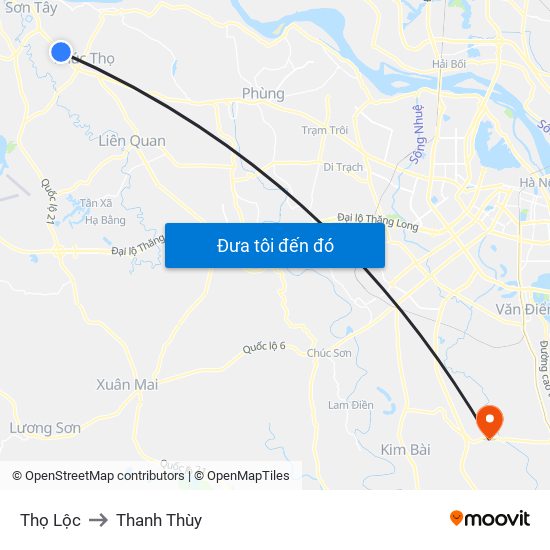 Thọ Lộc to Thanh Thùy map