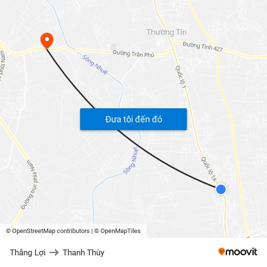 Thắng Lợi to Thanh Thùy map