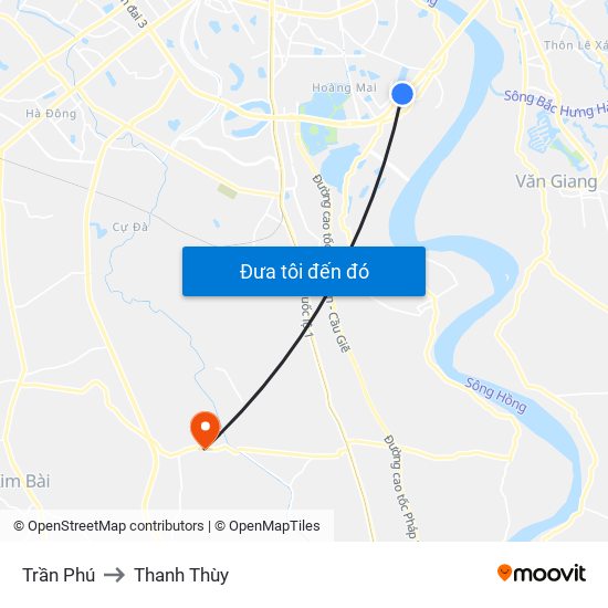 Trần Phú to Thanh Thùy map