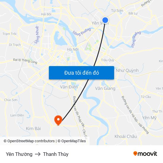 Yên Thường to Thanh Thùy map