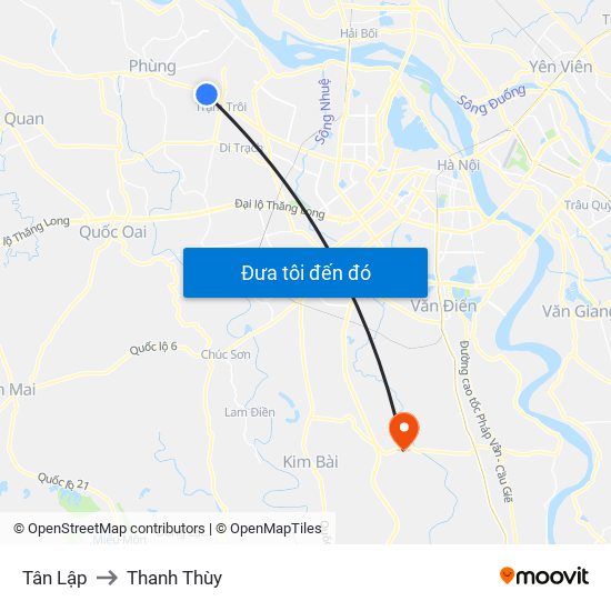 Tân Lập to Thanh Thùy map