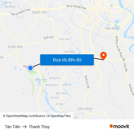 Tân Tiến to Thanh Thùy map