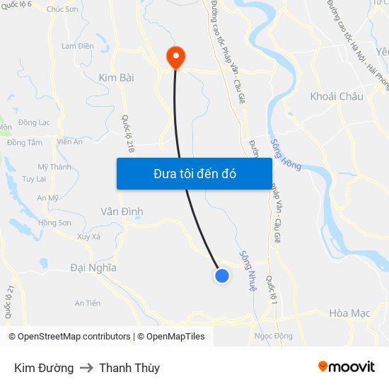 Kim Đường to Thanh Thùy map