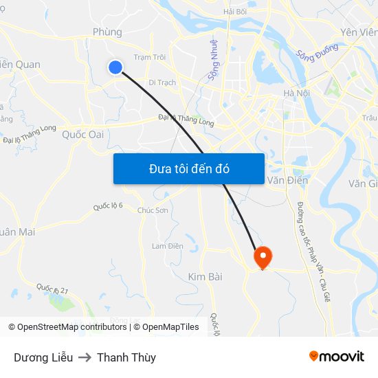 Dương Liễu to Thanh Thùy map