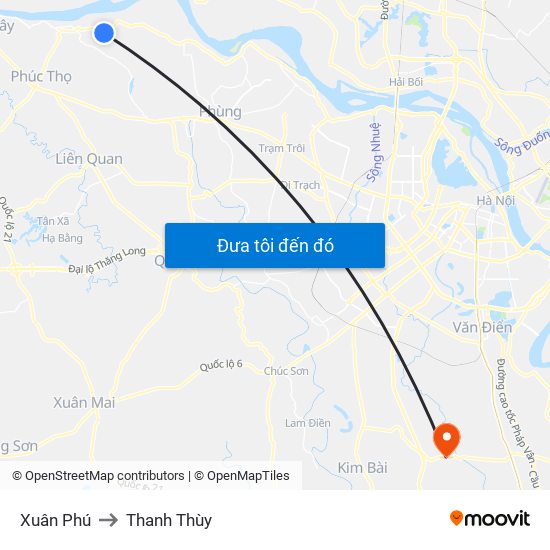 Xuân Phú to Thanh Thùy map