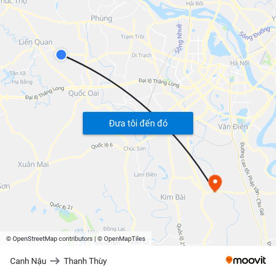 Canh Nậu to Thanh Thùy map